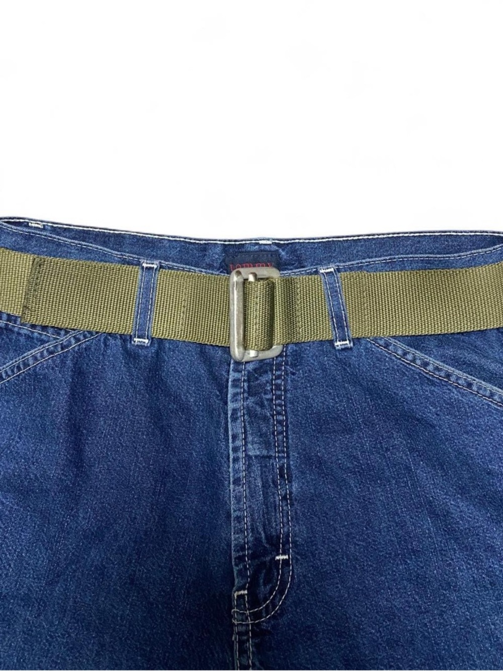Vintage green and silver canvas belt